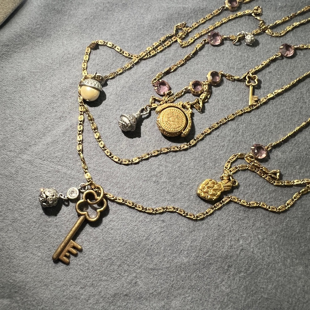 Elegant Gold and Silver Key Charm Necklace